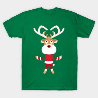 christmas reindeer posing T-Shirt